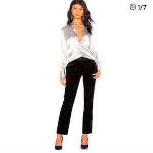 Theory Straight Leg Velvet Ankle Pants In Black Size 6